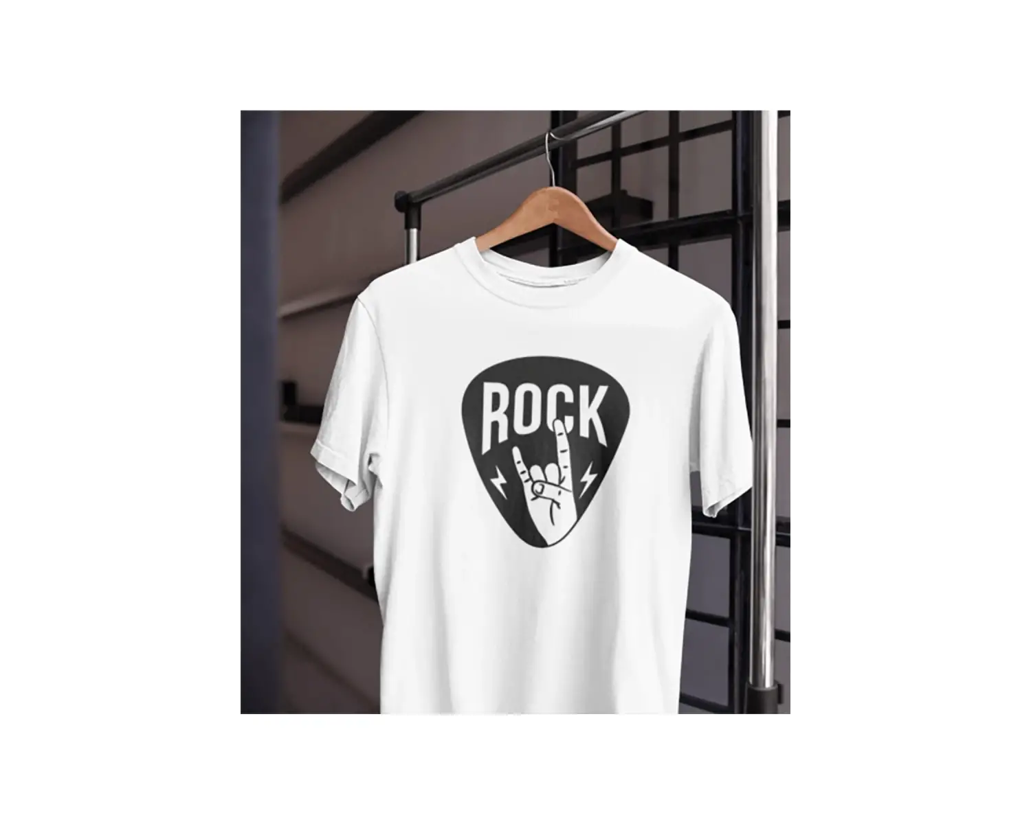 Unısex Kadın Erkek Rockn Roll Gitar Pena Tasarım Baskılı % 100 Pamuk T-shirt
