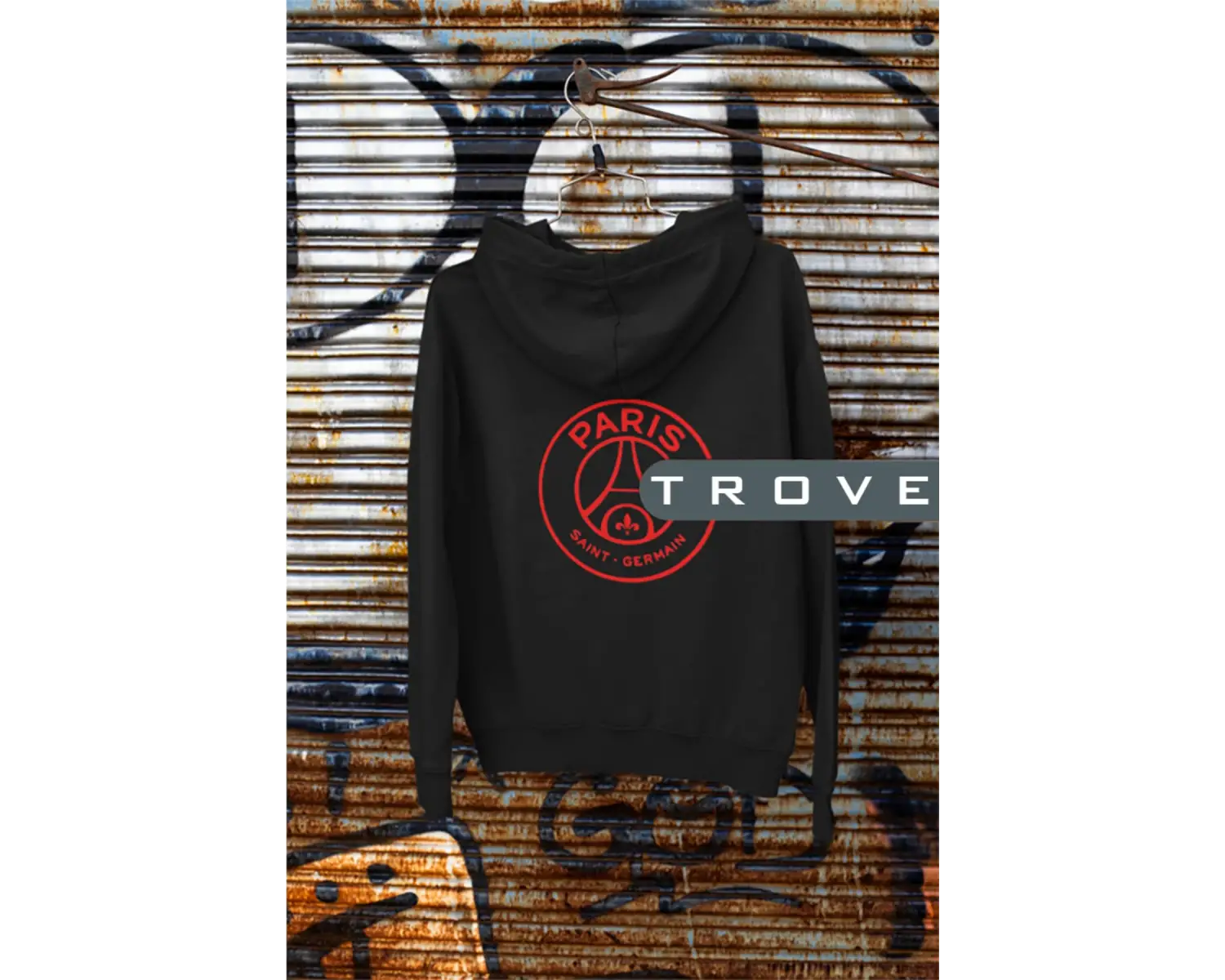 Unısex Kadın Erkek Saint Germaın Ön Arka Baskılı Kapüşonlu %100 Pamuk Sweatshirt Beyaz