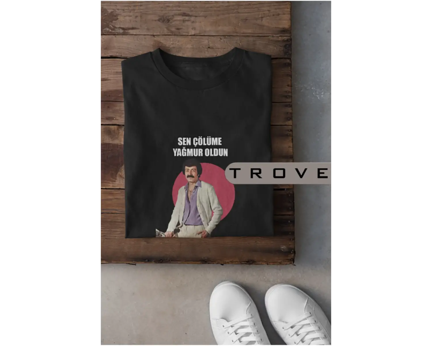 Unısex Kadın Erkek Sen Çölüme Yağmur Oldun Müslüm %100 Pamuk Baskılı Siyah Beyaz T-shirt