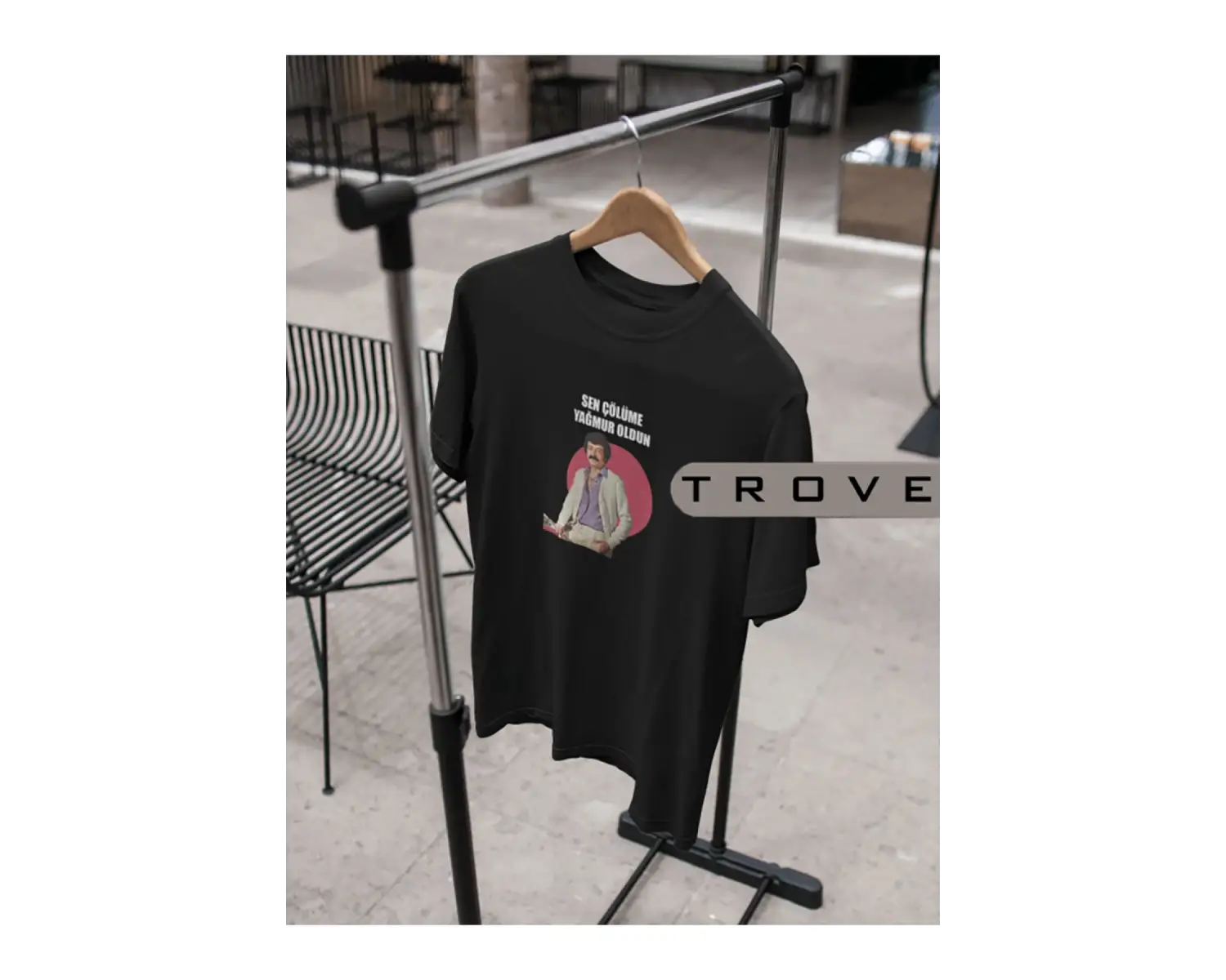 Unısex Kadın Erkek Sen Çölüme Yağmur Oldun Müslüm %100 Pamuk Baskılı Siyah Beyaz T-shirt