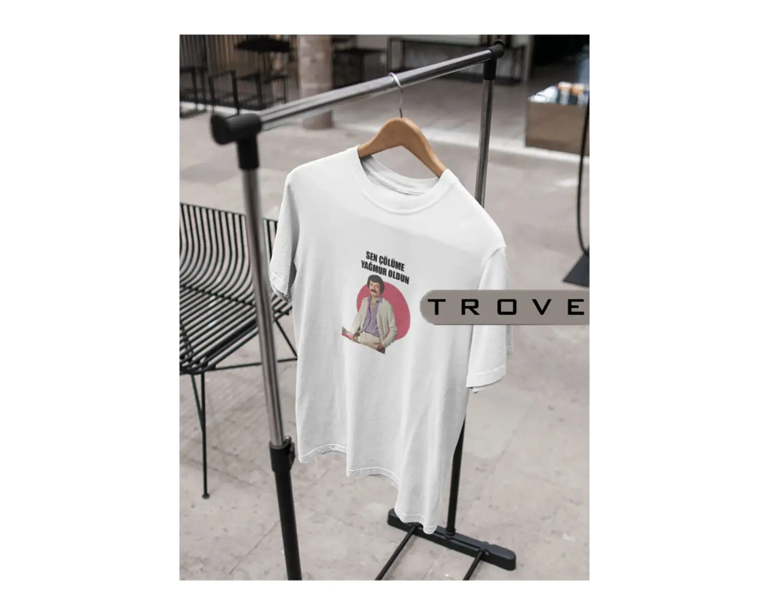 Unısex Kadın Erkek Sen Çölüme Yağmur Oldun Müslüm %100 Pamuk Baskılı Siyah Beyaz T-shirt