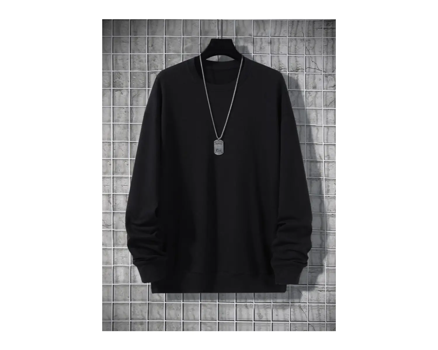 Unisex Kadın/Erkek Siyah Anime Oversize Bisiklet Yaka Pamuklu Sweatshirt