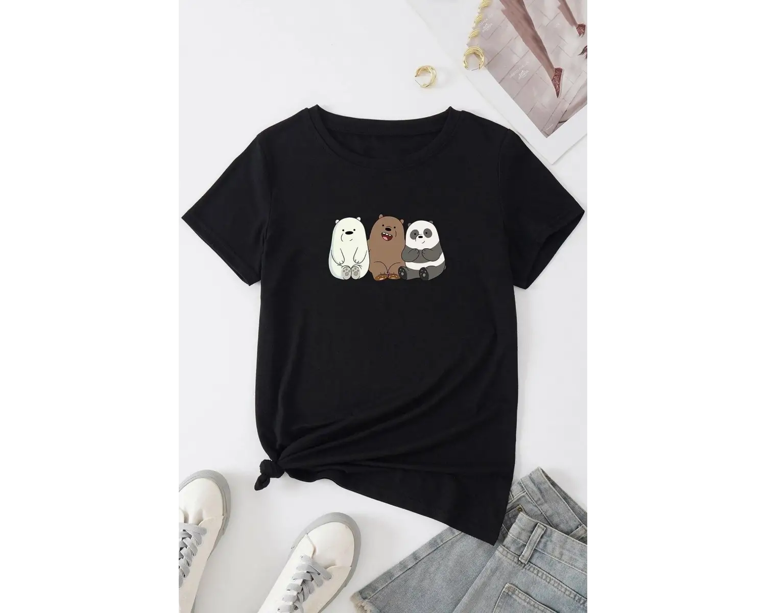 Unisex Kafadar Ayılar Tasarım T-shirt