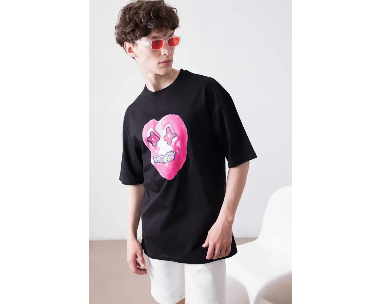 Unisex Kalp Beyaz Tshirt