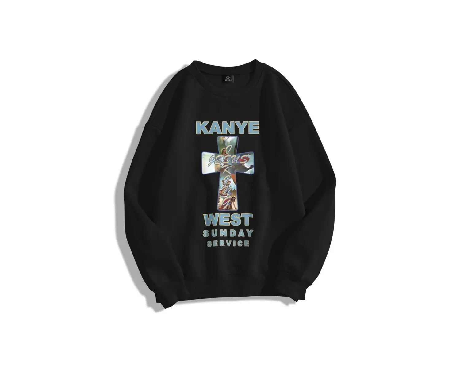 Unisex Kanye Sunday Service Bisiklet Yaka Sweatshirt Siyah