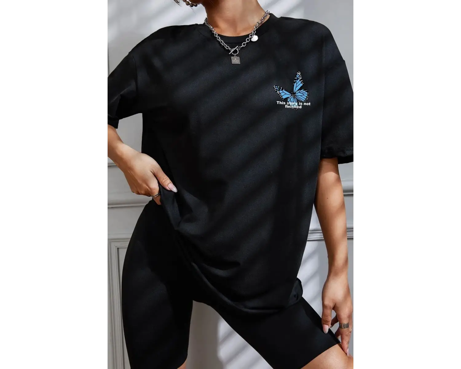 Unisex Kelebek Baskılı T-shirt