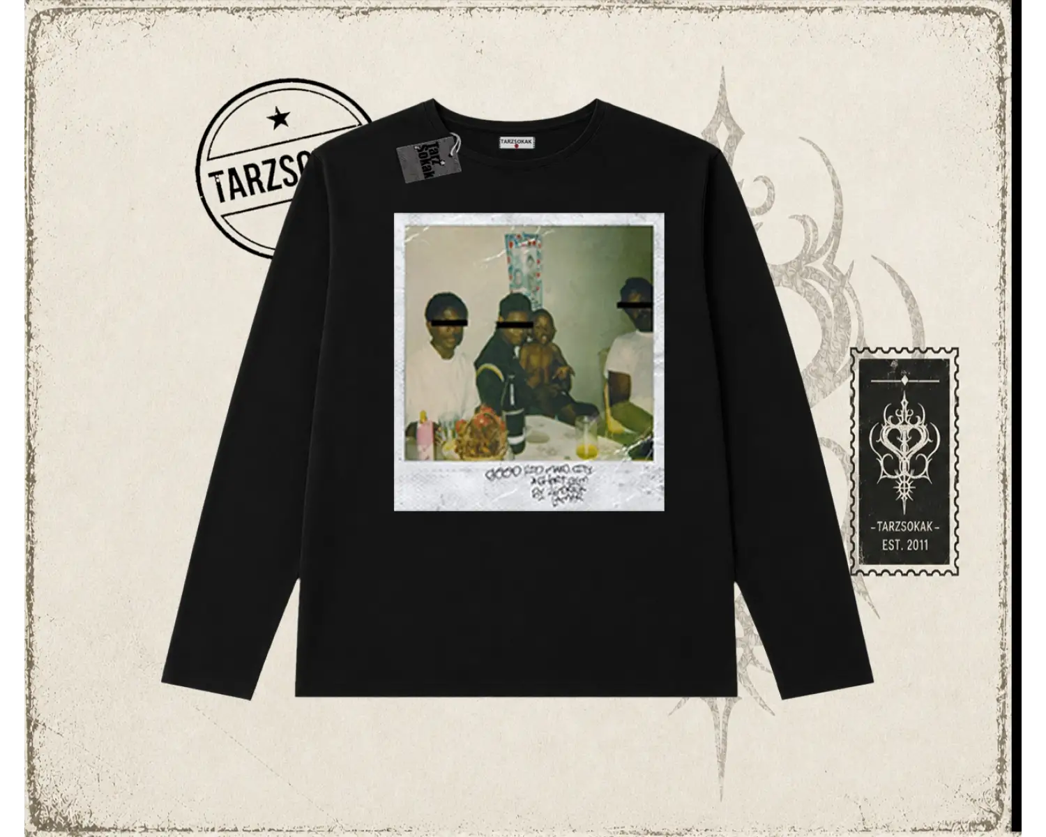 Unisex Kendrick Lamar M.a.a.d City Biskilet Yaka  Long Sleeve Beyaz