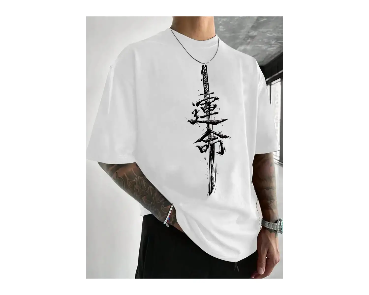 Unisex Kılıç Baskılı Oversize