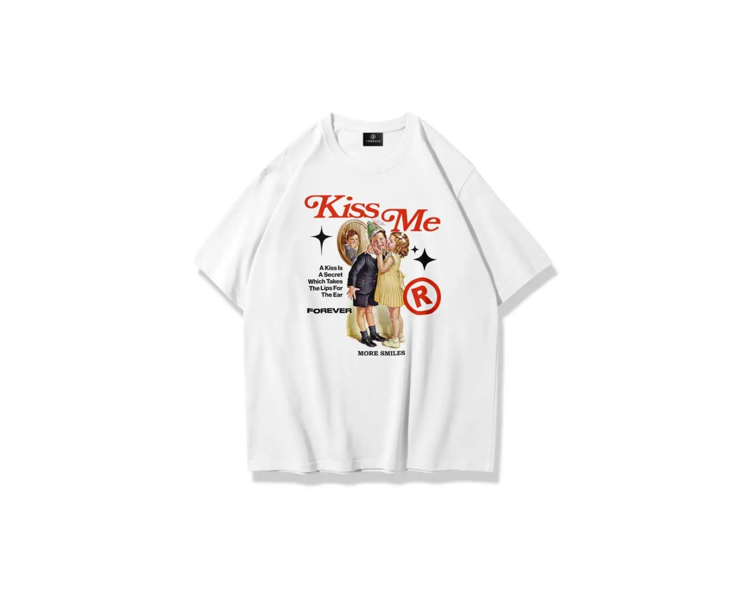 Unisex Kiss Me Tshirt Beyaz