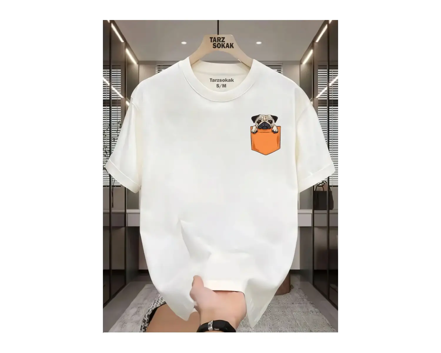 UNİSEX Kod 1 Köpek Minimalis Baskı T-shirt