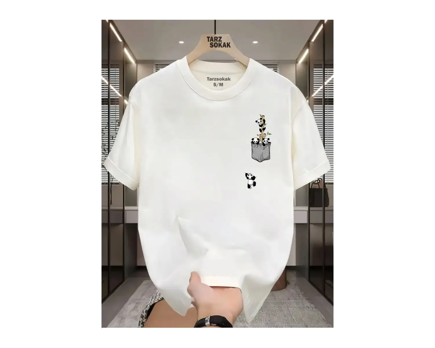 UNİSEX Kod 1 Panda Minimalis Baskı T-shirt