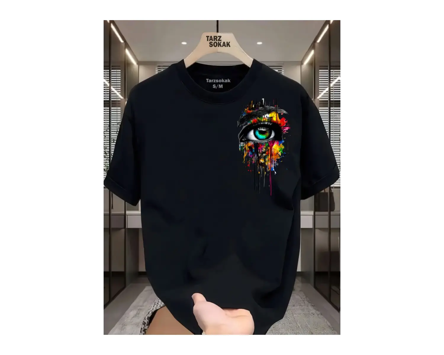 UNİSEX Kod 15 Eyelash Desen T-shirt