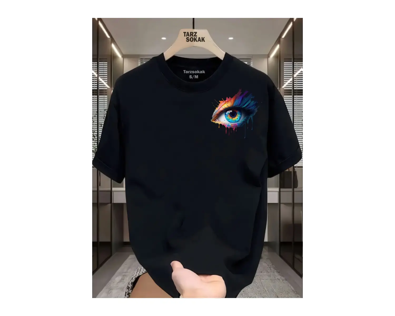 UNİSEX Kod 17 Eyelash Desen T-shirt