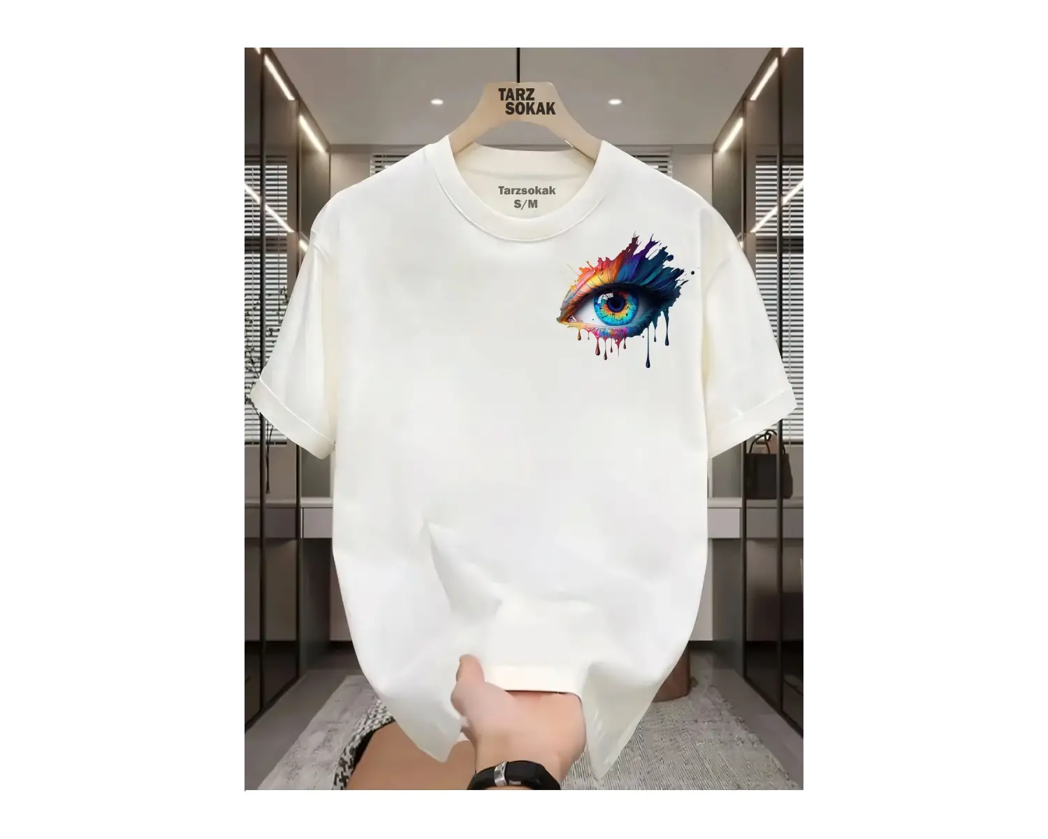 UNİSEX Kod 17 Eyelash Desen T-shirt