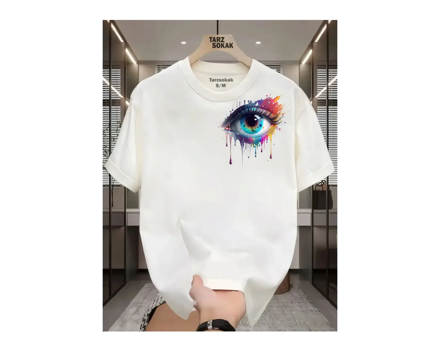 UNİSEX Kod 18 Eyelash Desen T-shirt