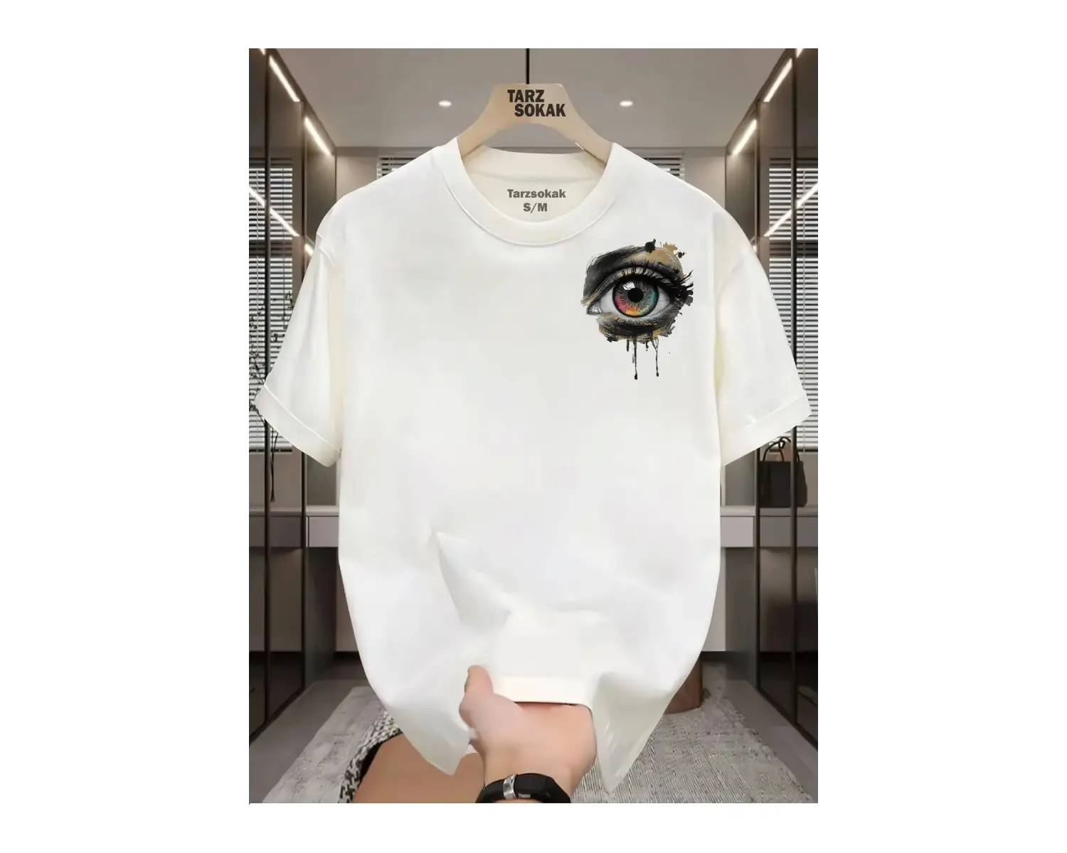UNİSEX Kod 2 Eyelash Desen T-shirt