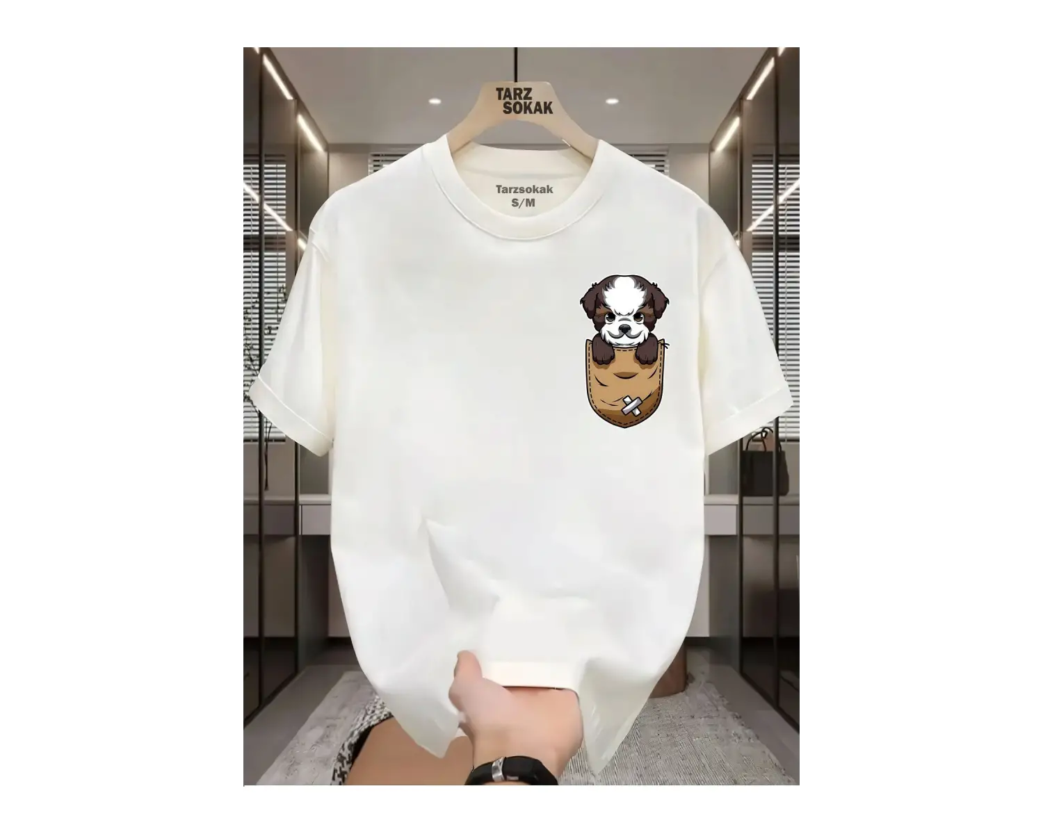 UNİSEX Kod 3 Köpek Minimalis Baskı T-shirt