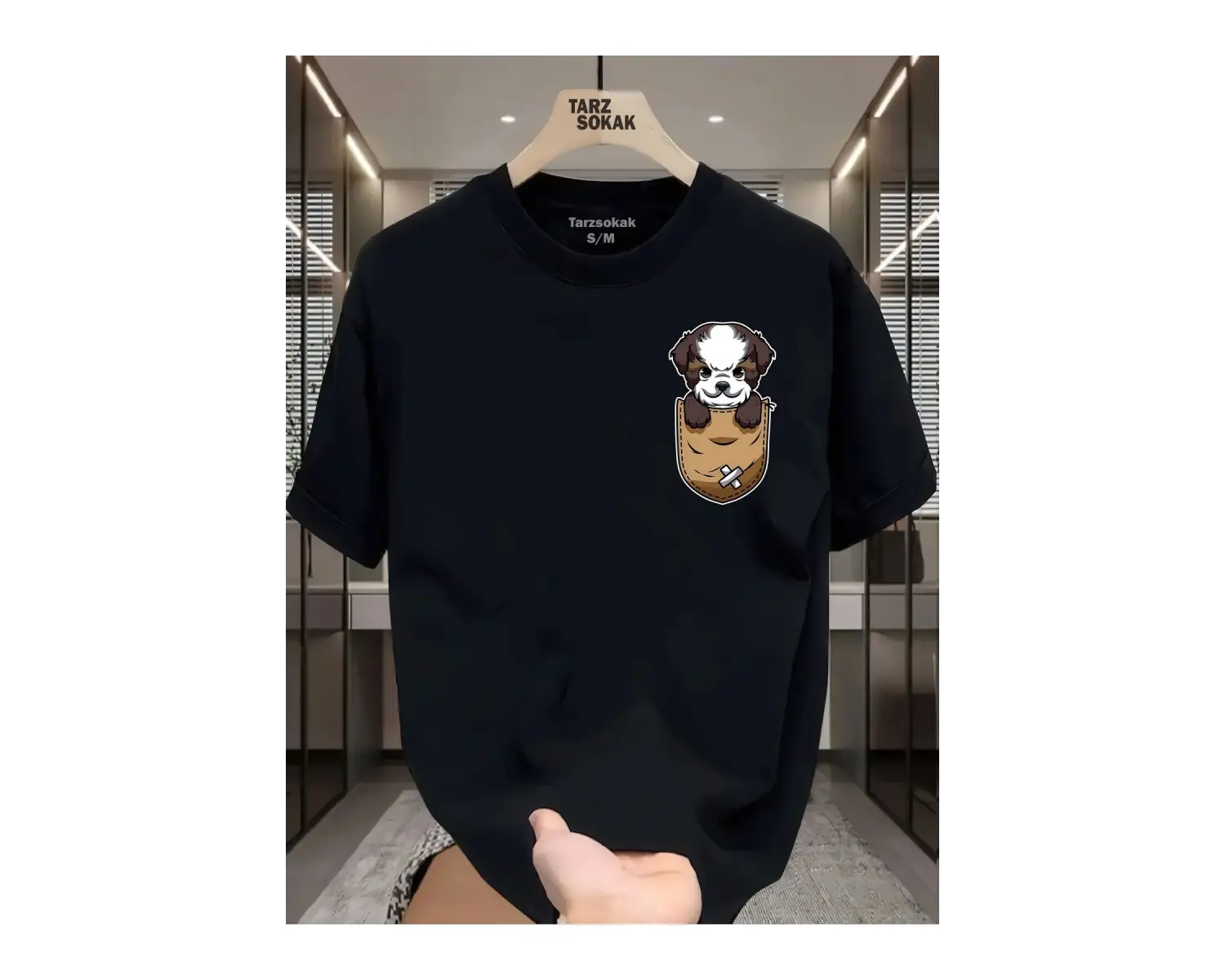 UNİSEX Kod 3 Köpek Minimalis Baskı T-shirt