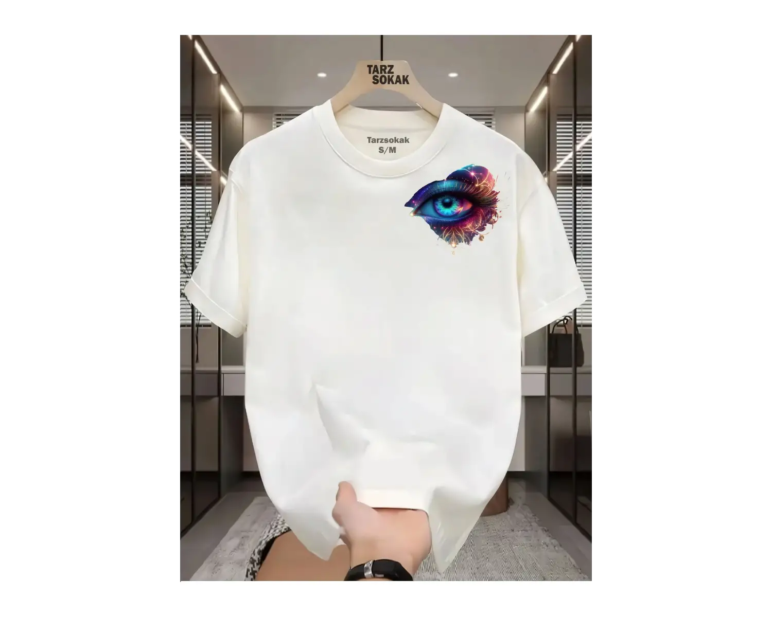 UNİSEX Kod 4 Eyelash Desen T-shirt