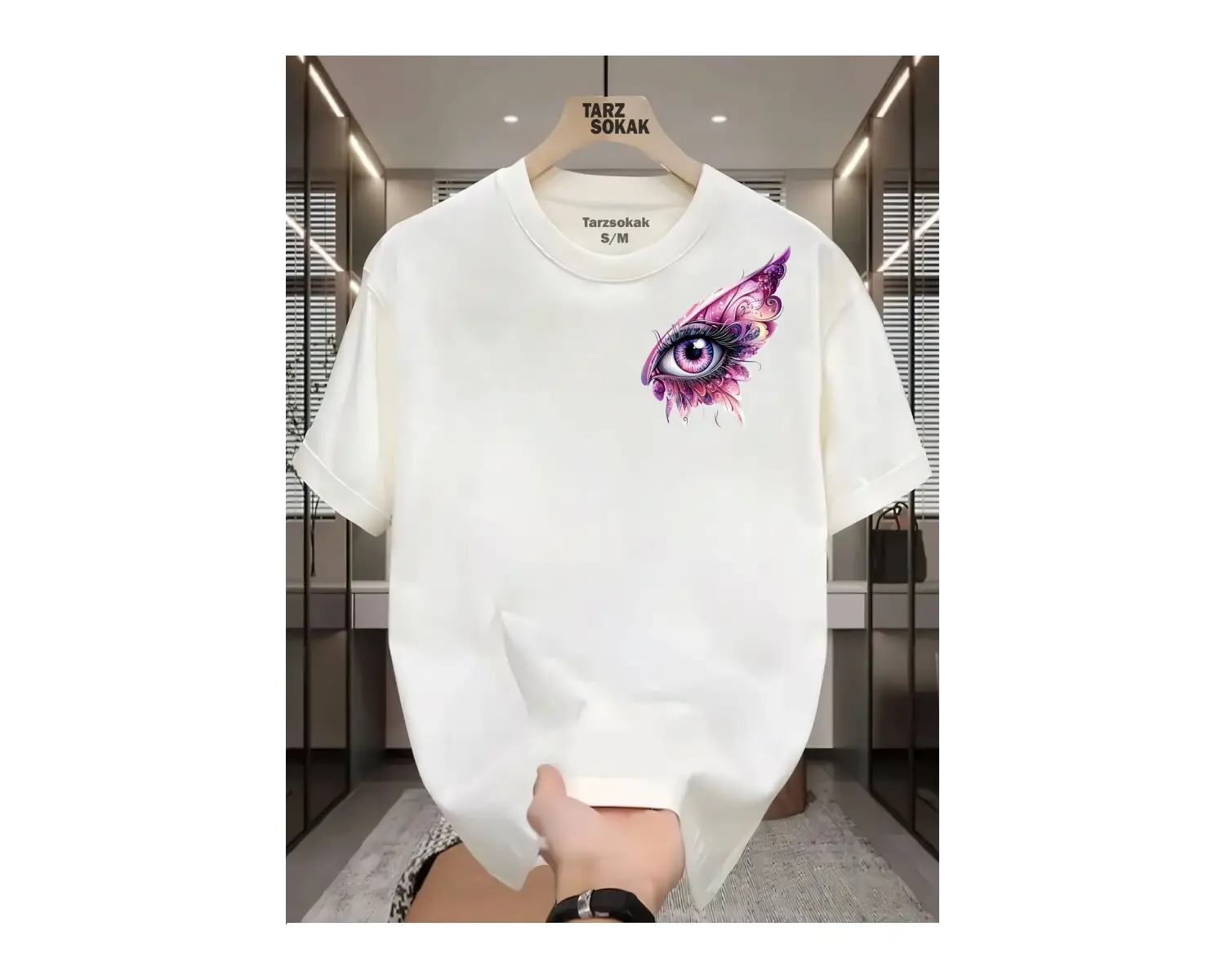 UNİSEX Kod 7 Eyelash Desen T-shirt