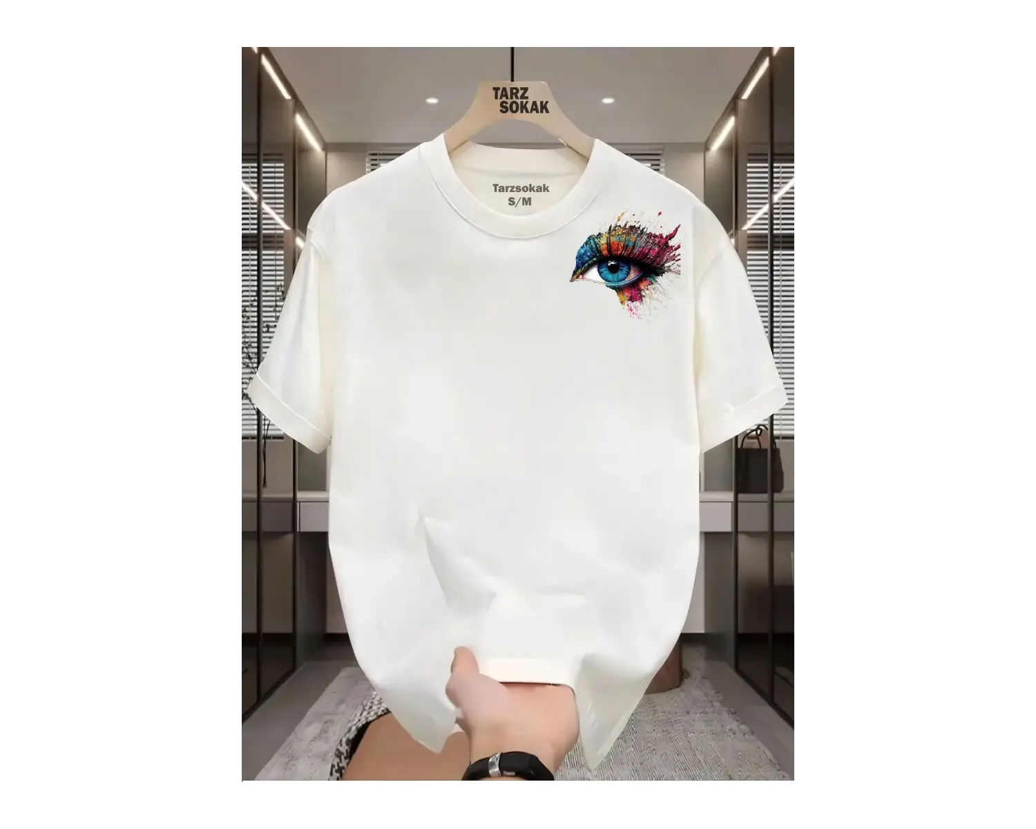 UNİSEX Kod 9 Eyelash Desen T-shirt