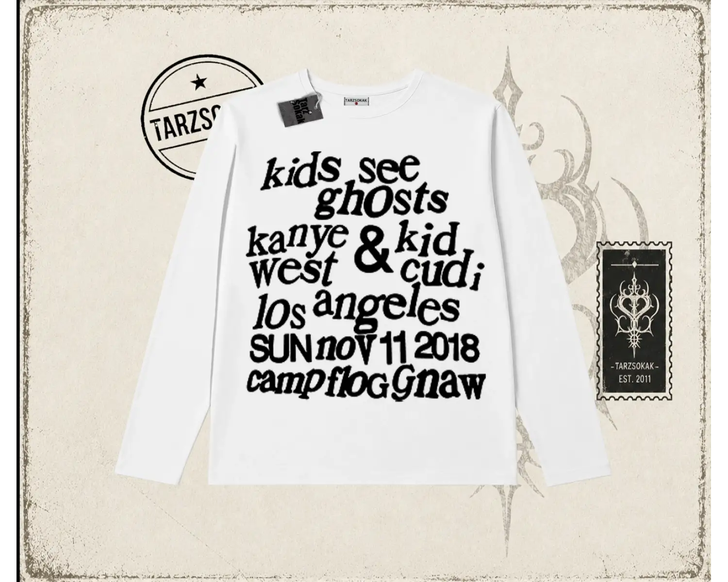 Unisex Ksg Kids See Ghosts Biskilet Yaka  Long Sleeve Beyaz