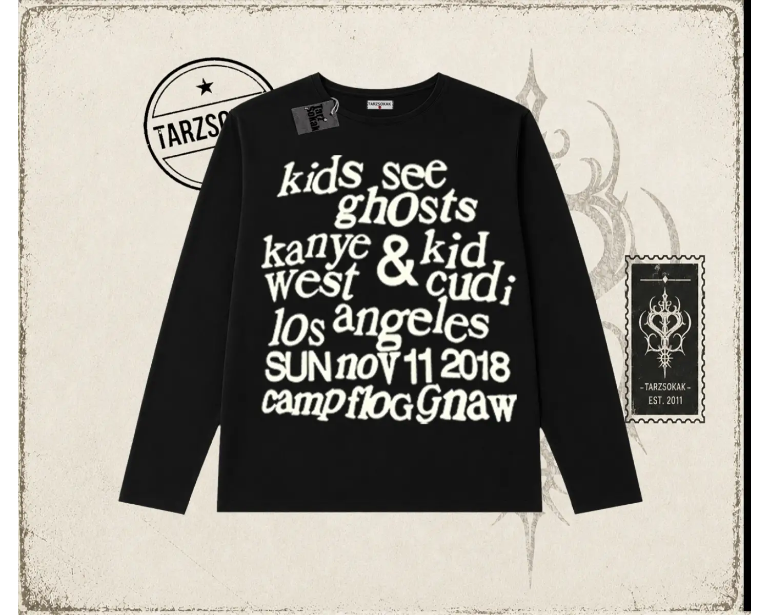 Unisex Ksg Kids See Ghosts Biskilet Yaka  Long Sleeve Beyaz
