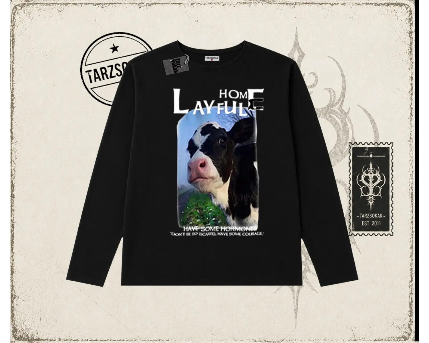 Unisex Layful Biskilet Yaka  Long Sleeve Beyaz