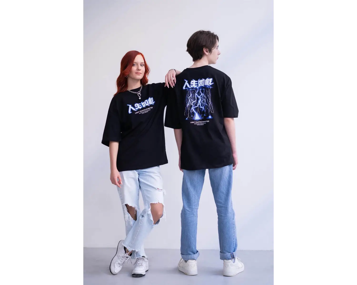 Unisex Light Trapped In Matter Siyah Tshirt