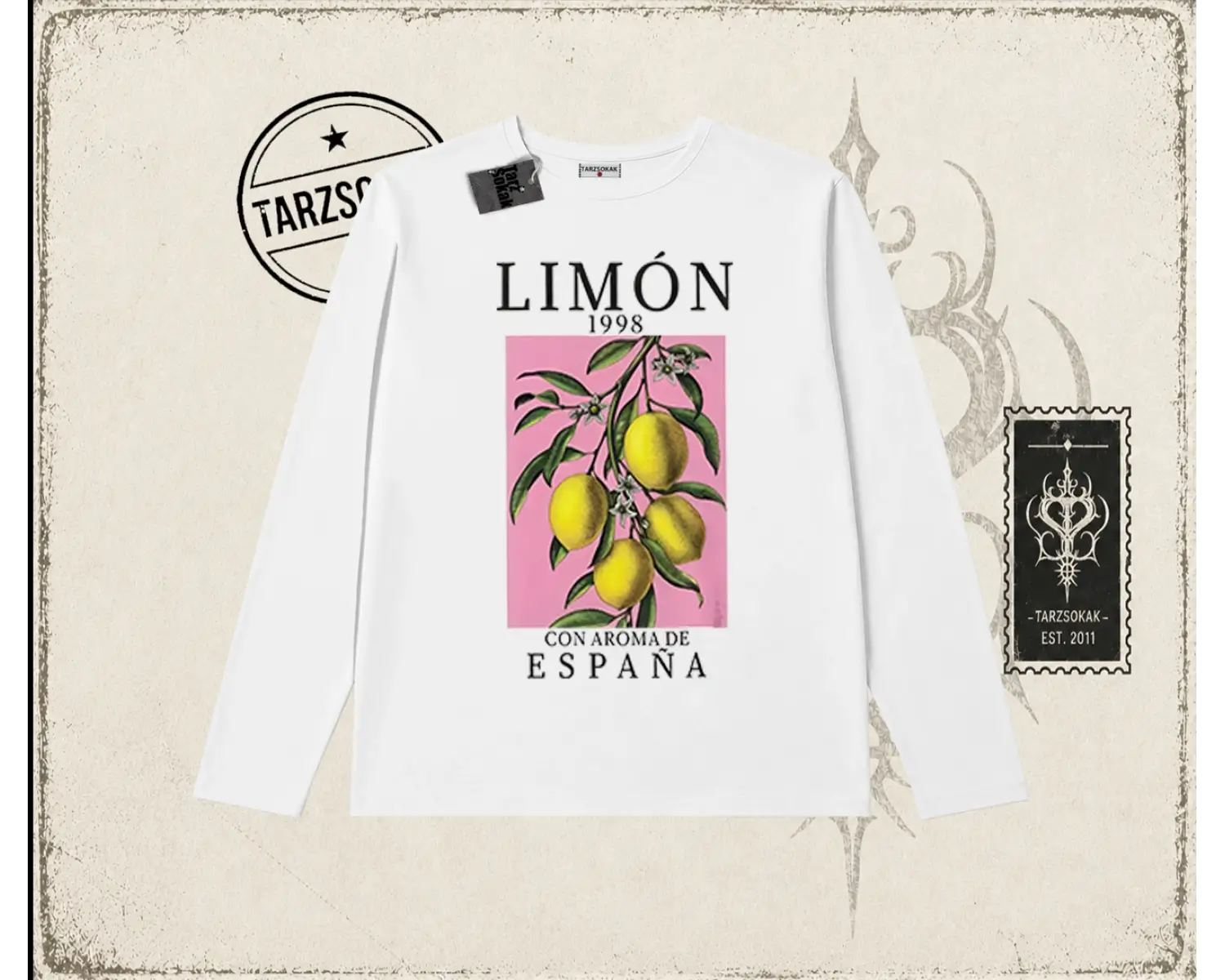 Unisex Limon 1998 Biskilet Yaka  Long Sleeve Beyaz