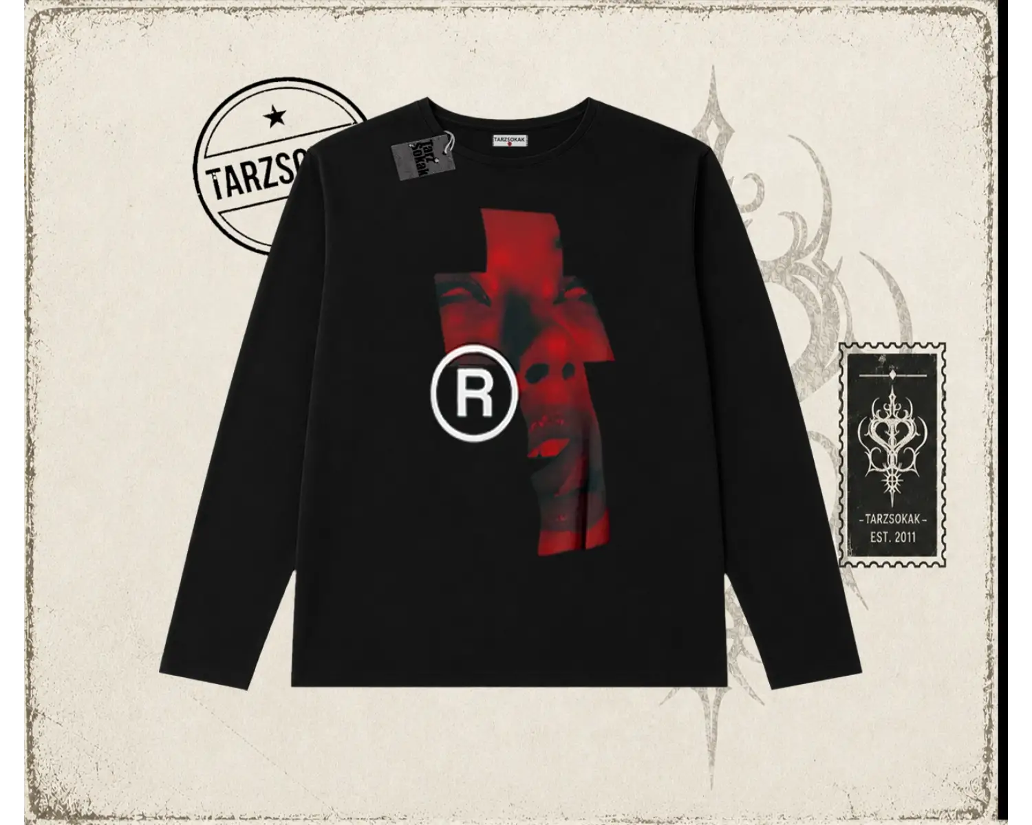 Unisex Lip R Biskilet Yaka  Long Sleeve Beyaz