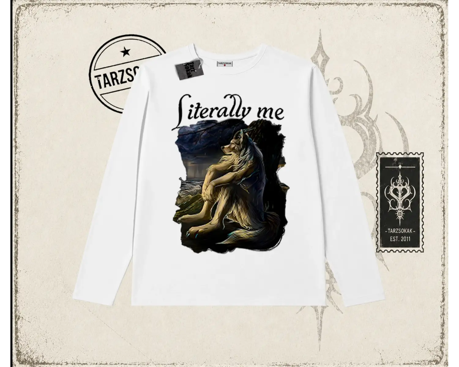 Unisex Literally Me Biskilet Yaka  Long Sleeve Beyaz