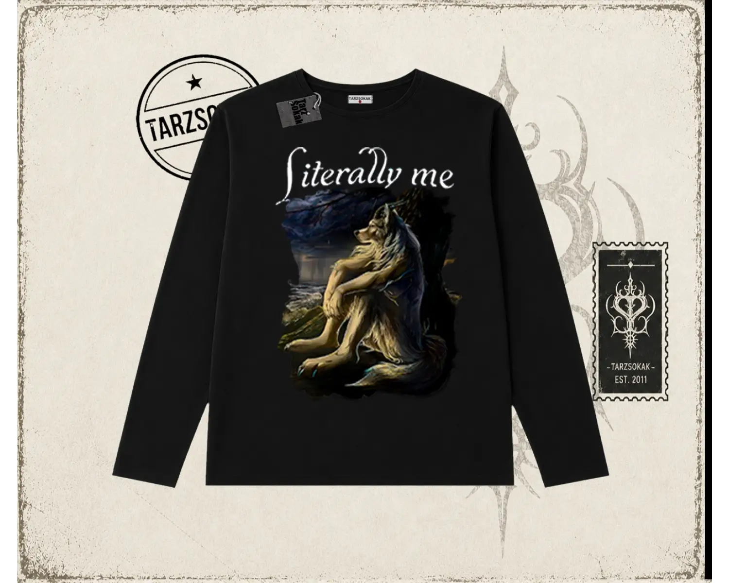 Unisex Literally Me Biskilet Yaka  Long Sleeve Beyaz