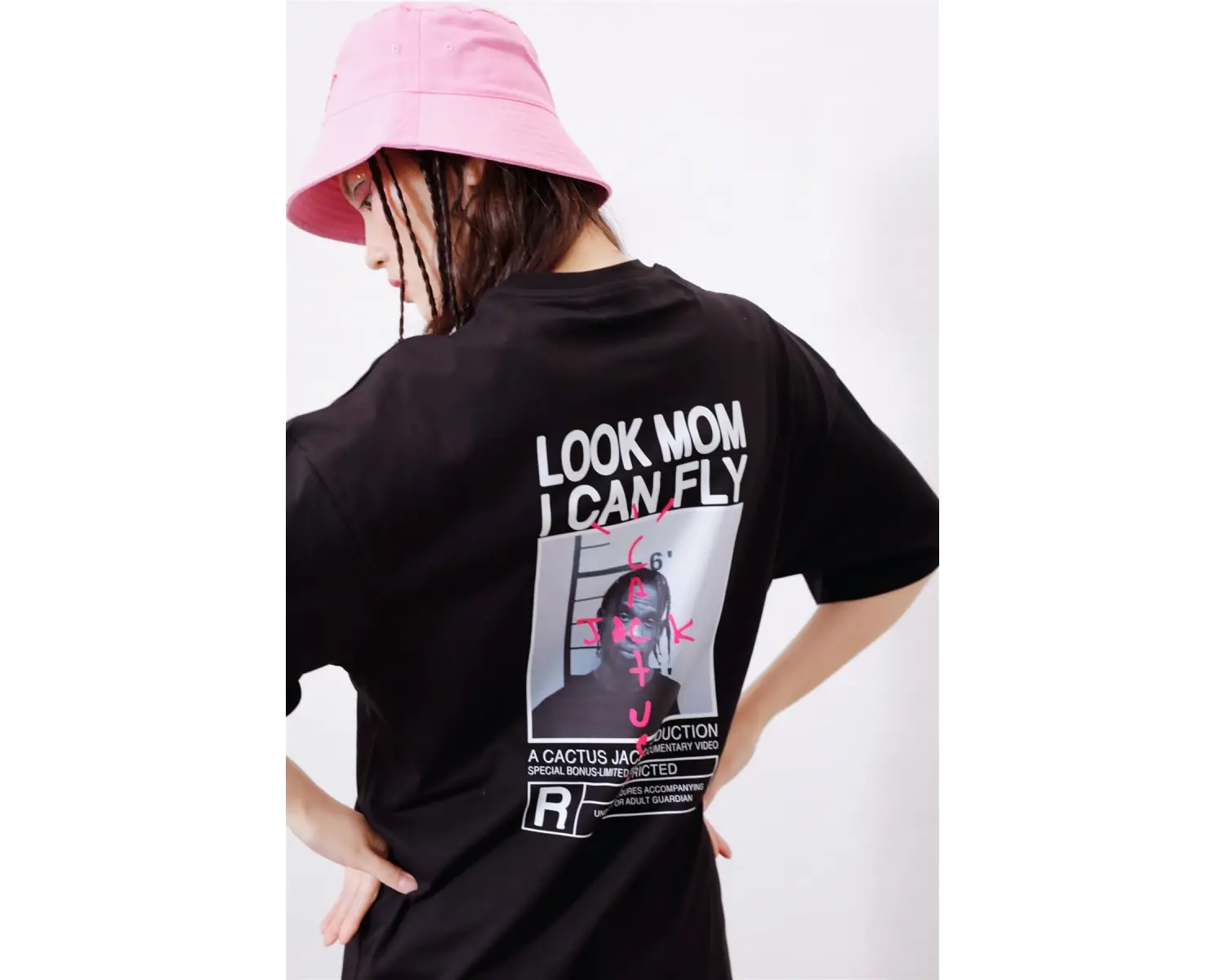 Unisex Look Mom I Can Fly Siyah Tshirt