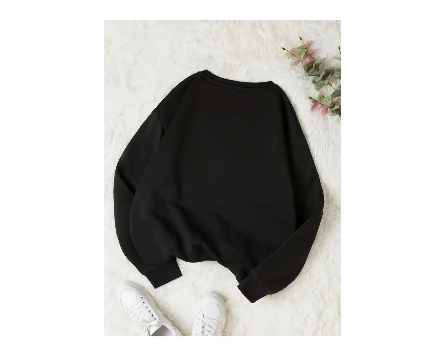 Unisex Los Angeles Baskılı Oversize Bisiklet Yaka Sweatshirt Siyah