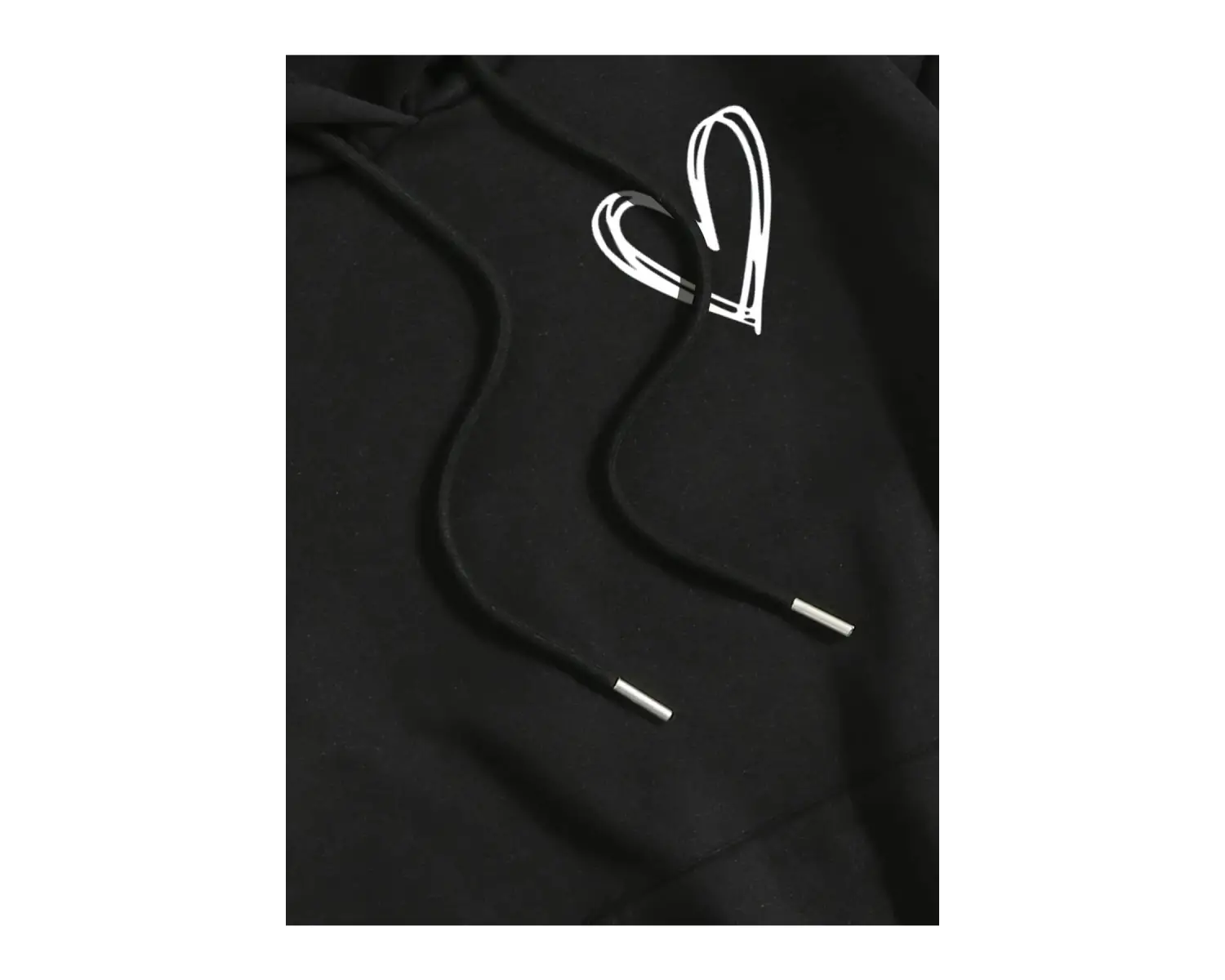 Unisex Love Baskılı Oversize Kapüşonlu Sweatshirt Siyah