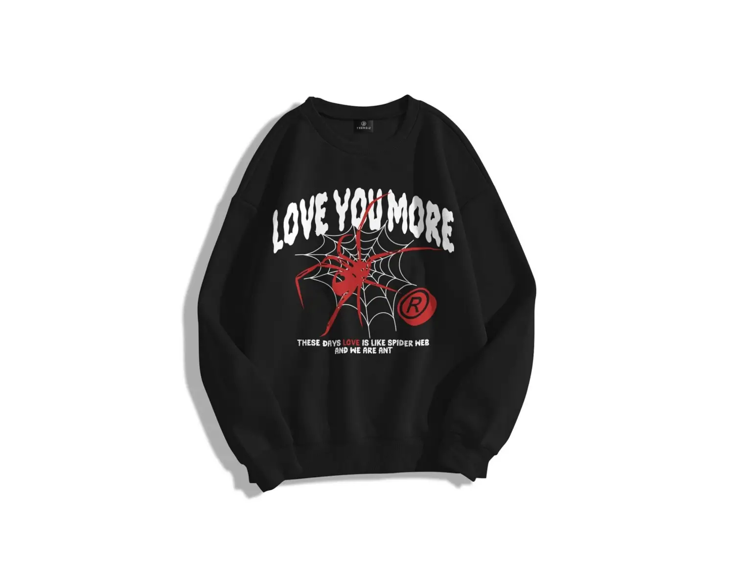 Unisex Love You More Bisiklet Yaka Sweatshirt Hoodie Siyah