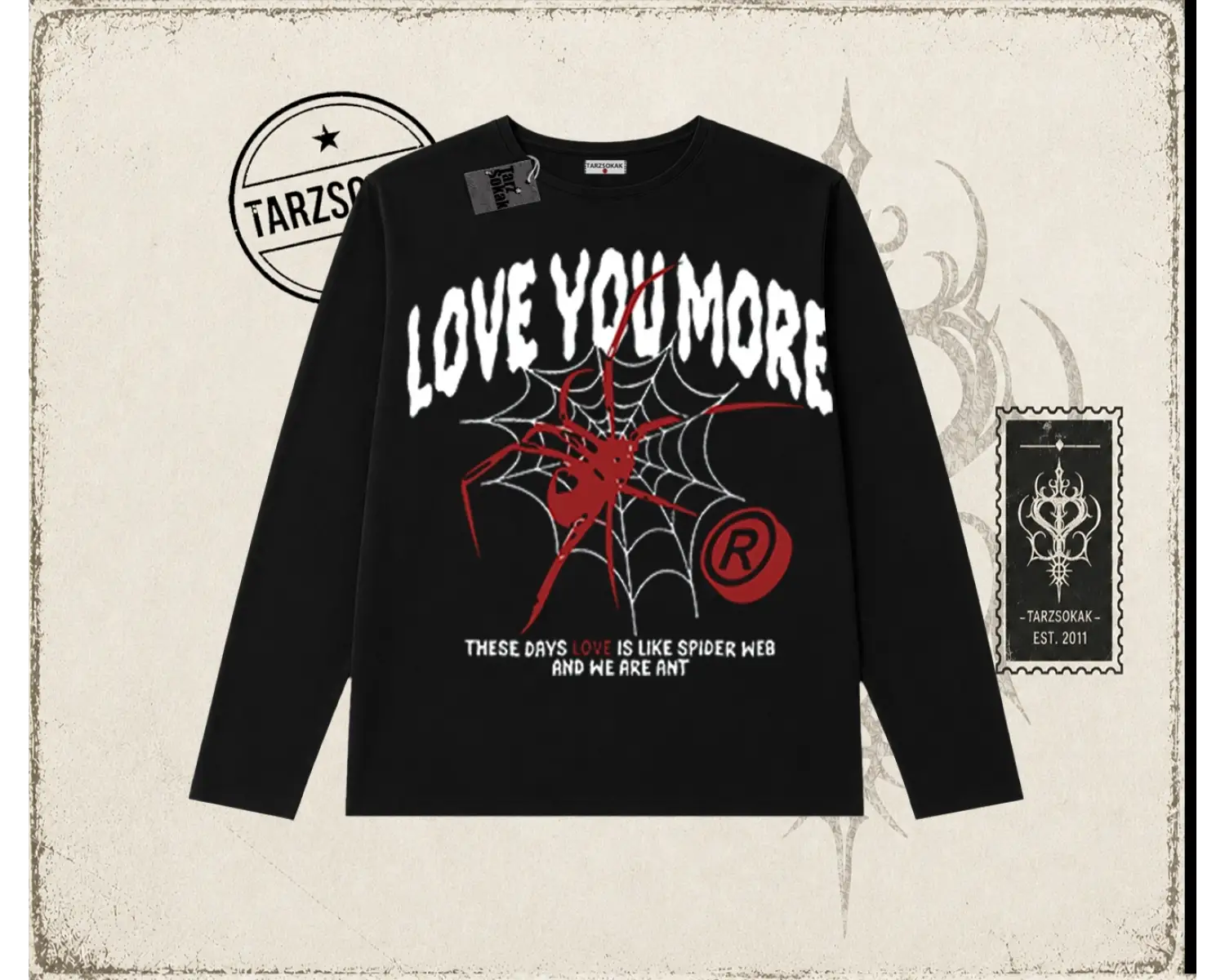 Unisex Love You More Biskilet Yaka  Long Sleeve Beyaz