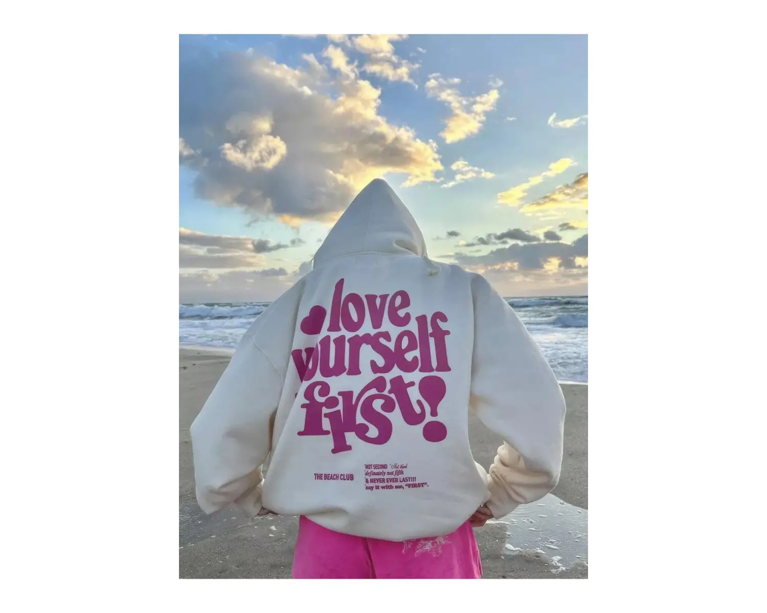 Unisex Love Yourself First! Sweatshirt Beyaz