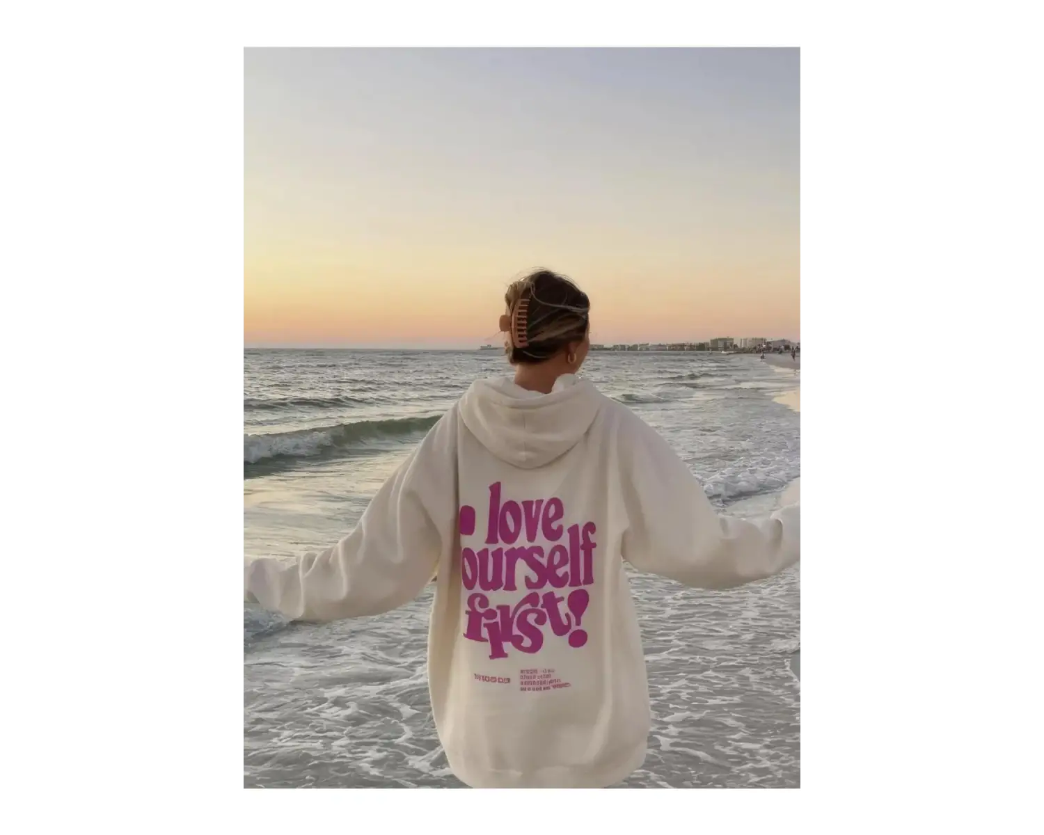 Unisex Love Yourself First! Sweatshirt Beyaz