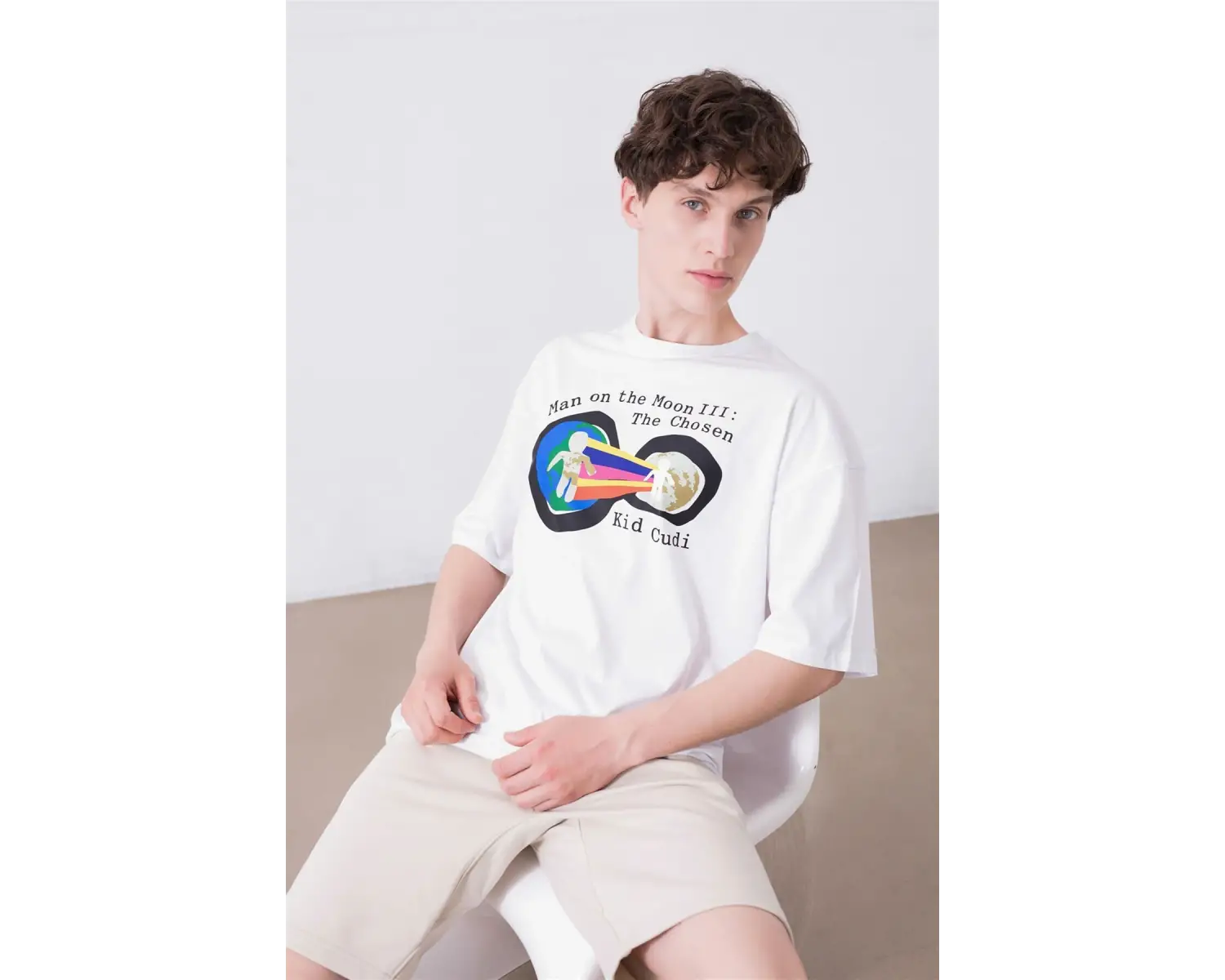 Unisex Man On The Moon 3 Kid Cudi Beyaz Tshirt