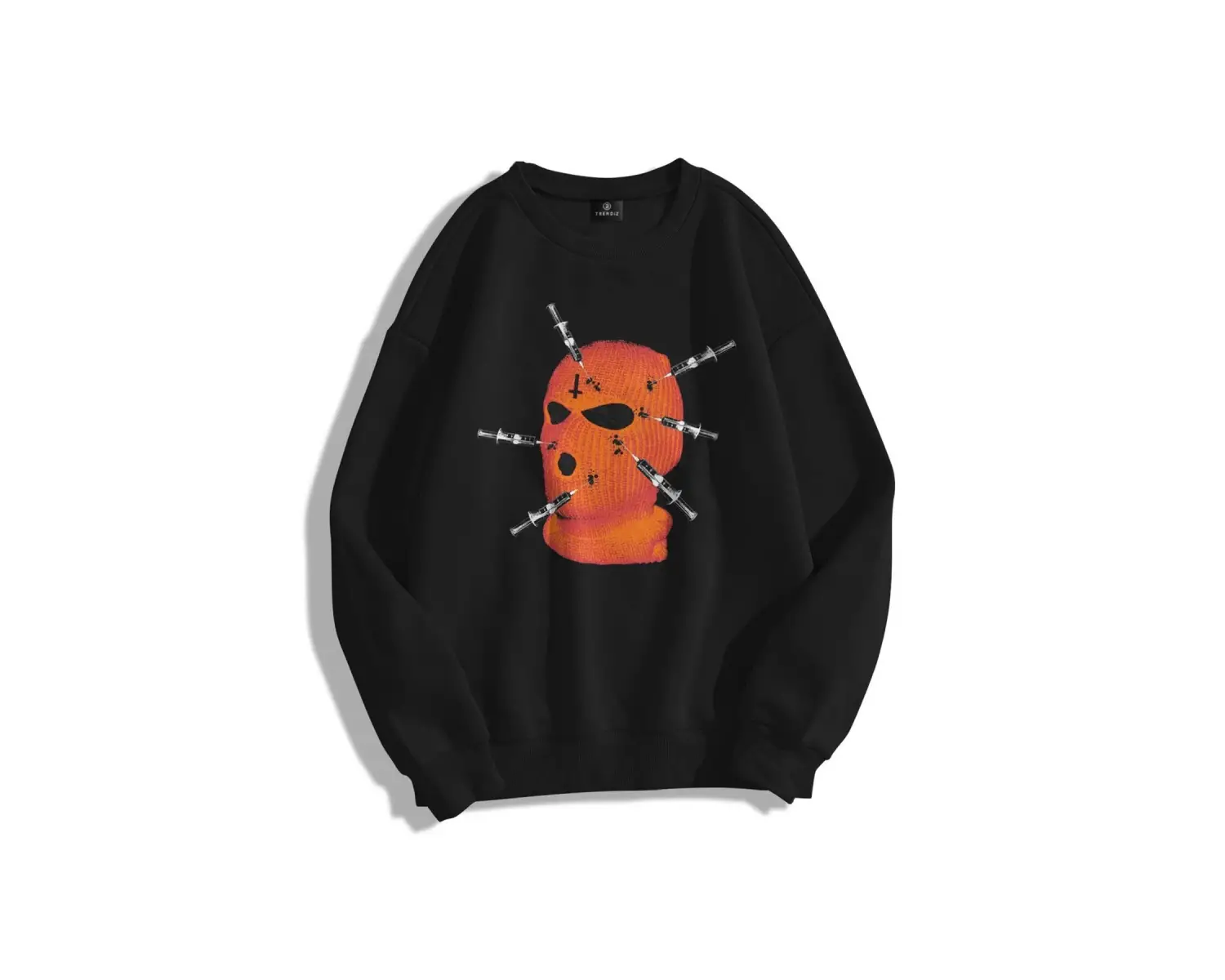 Unisex Maske Bisiklet Yaka Sweatshirt Siyah