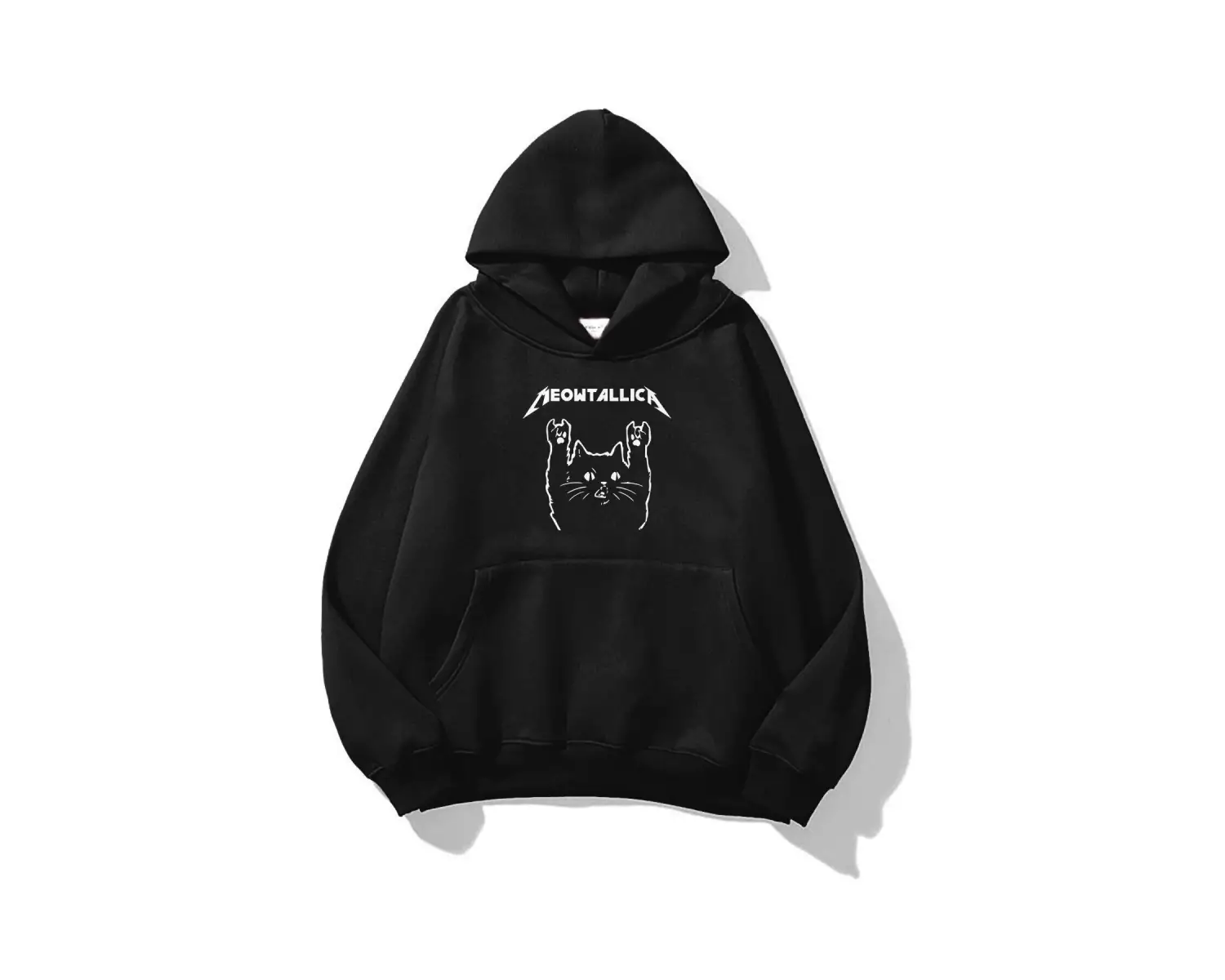 Unisex Meowtallica Sweatshirt Siyah