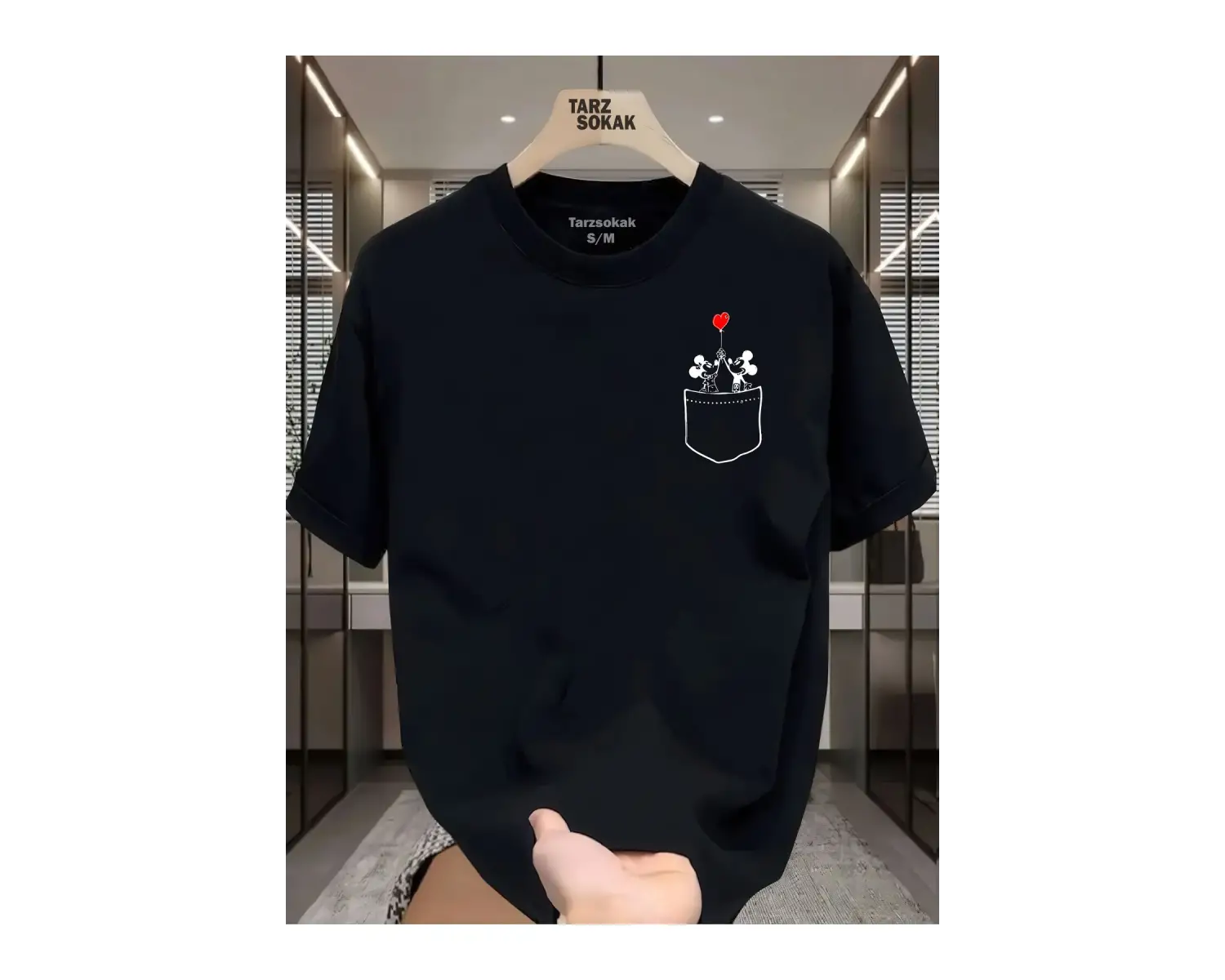 UNİSEX Mickey Minimalis Baskı T-shirt