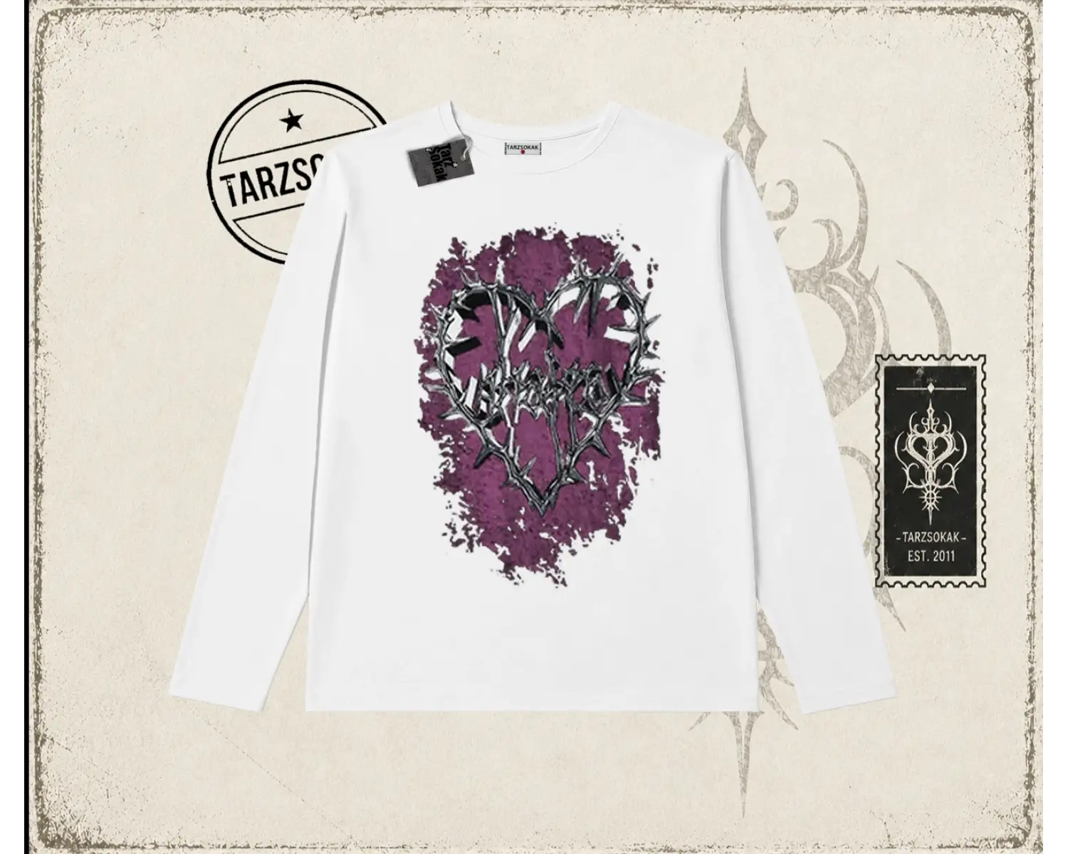 Unisex Money Temptation Biskilet Yaka  Long Sleeve Beyaz
