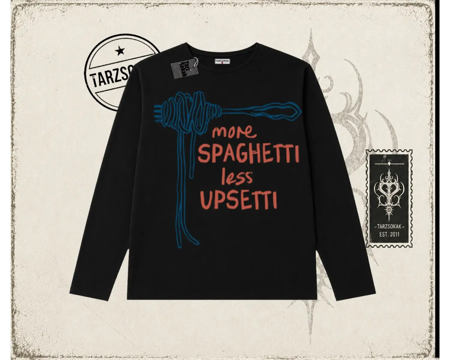 Unisex More Spaghetti Biskilet Yaka  Long Sleeve Beyaz