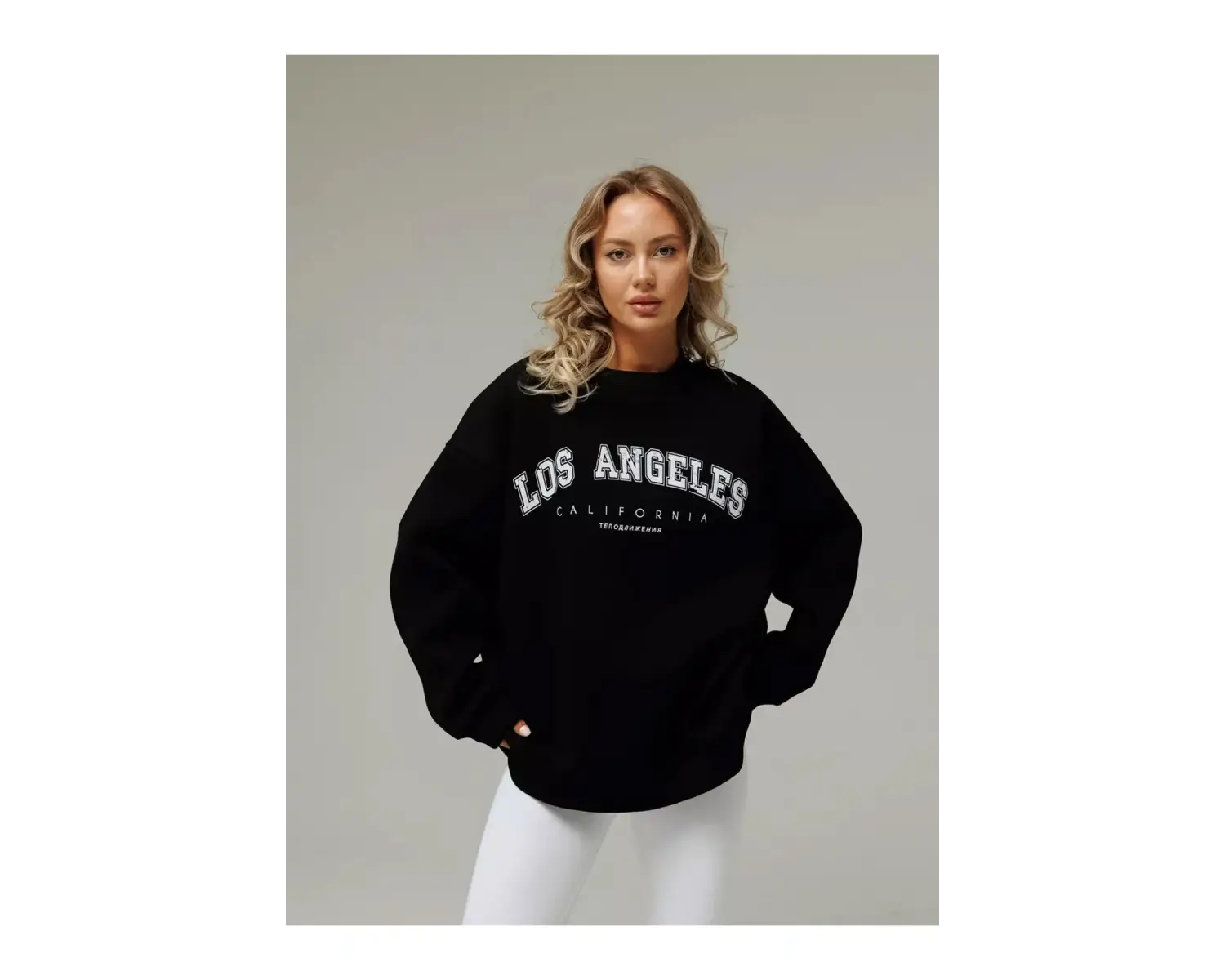 Unisex Moscow Bisiklet Yaka Sweatshirt Siyah