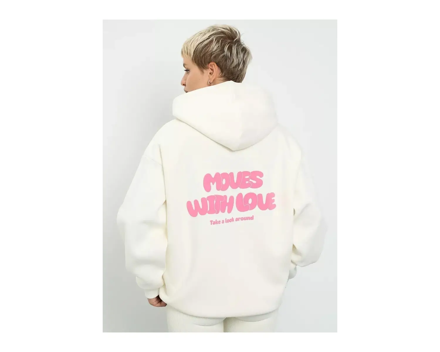 Unisex Moves With Love Sweatshirt Beyaz