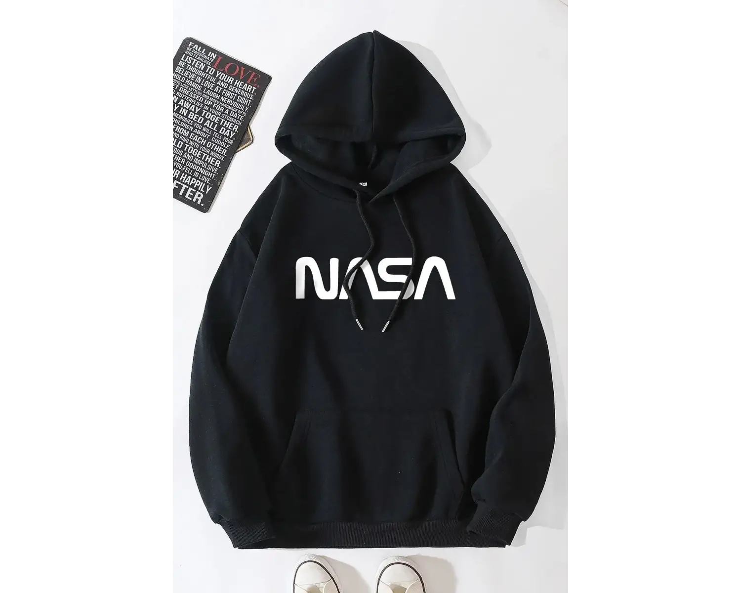 Unisex Nasa Baskılı Sweatshirt KPP-Siyah-NS(Yazı)