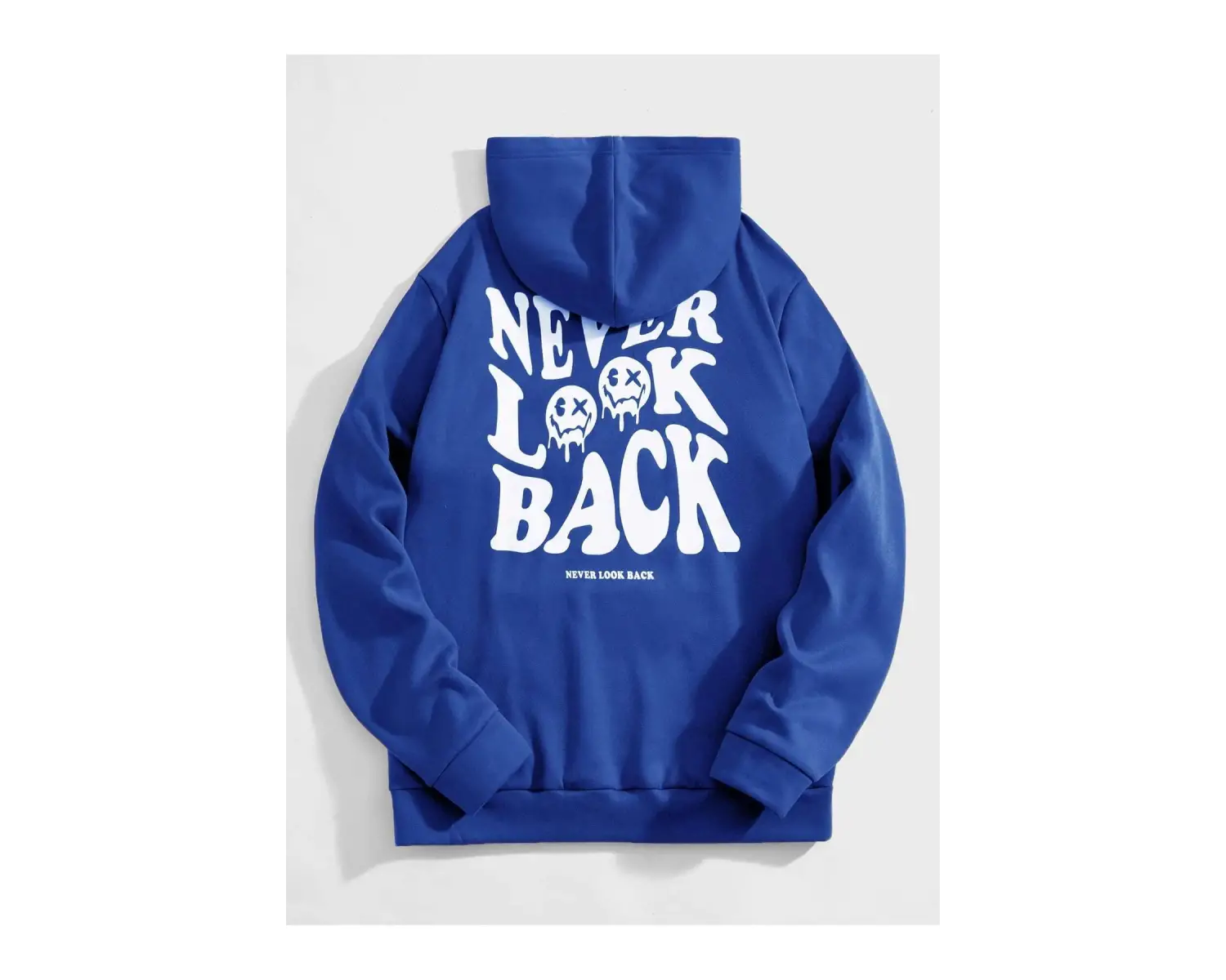 Unisex Never Baskılı Oversize Kapüşonlu Pamuklu Sweatshirt Siyah